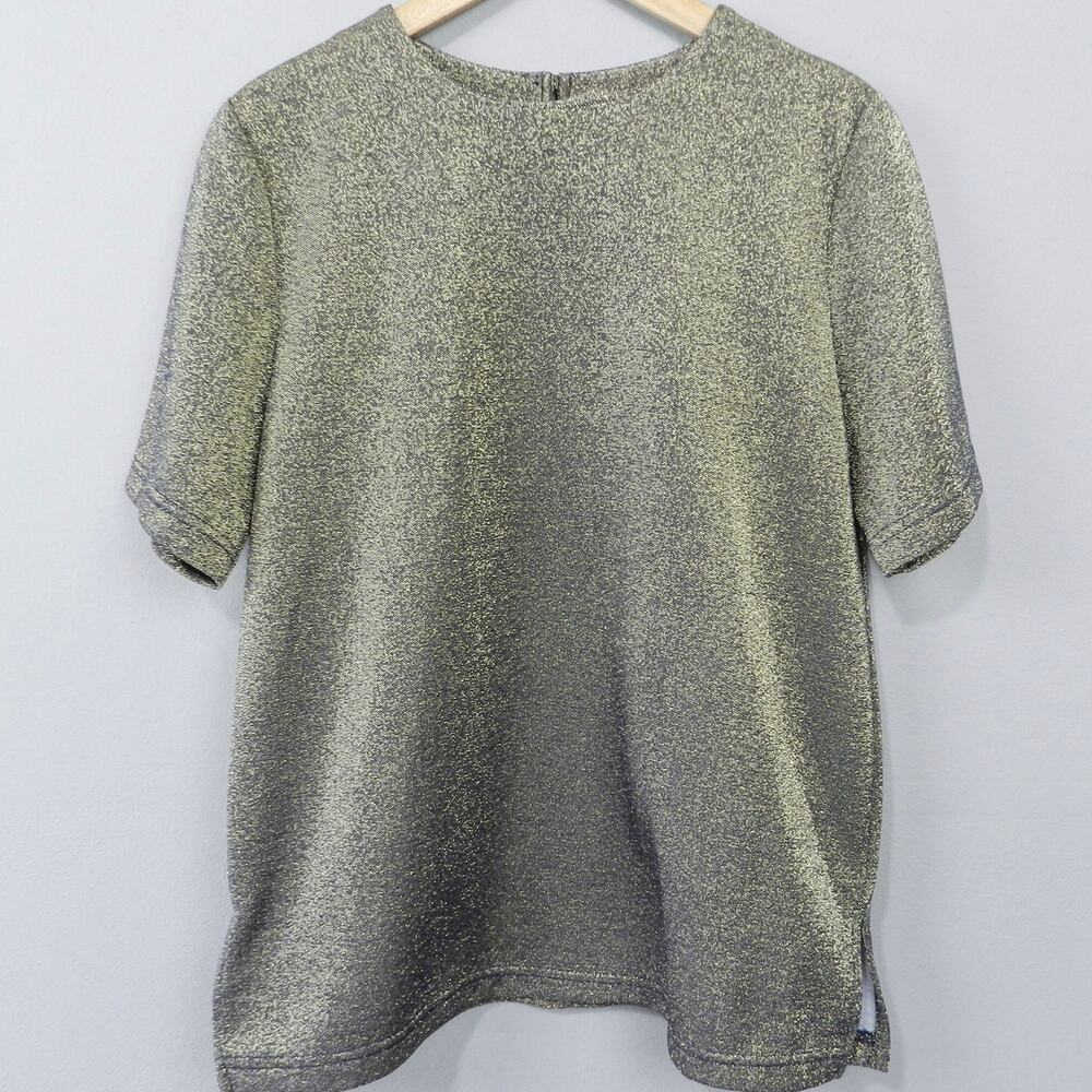 Vintage 90s Napa Valley Tweed T Shirt Est Size L XL Gold‎ Metallic Minimal Boxy